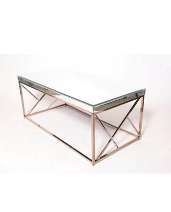 Glass Coffee Table with Mirror Top and Chrome Gold legs