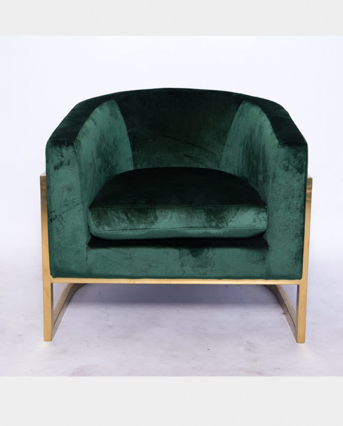 Vintage Green Velvet Arm Chair